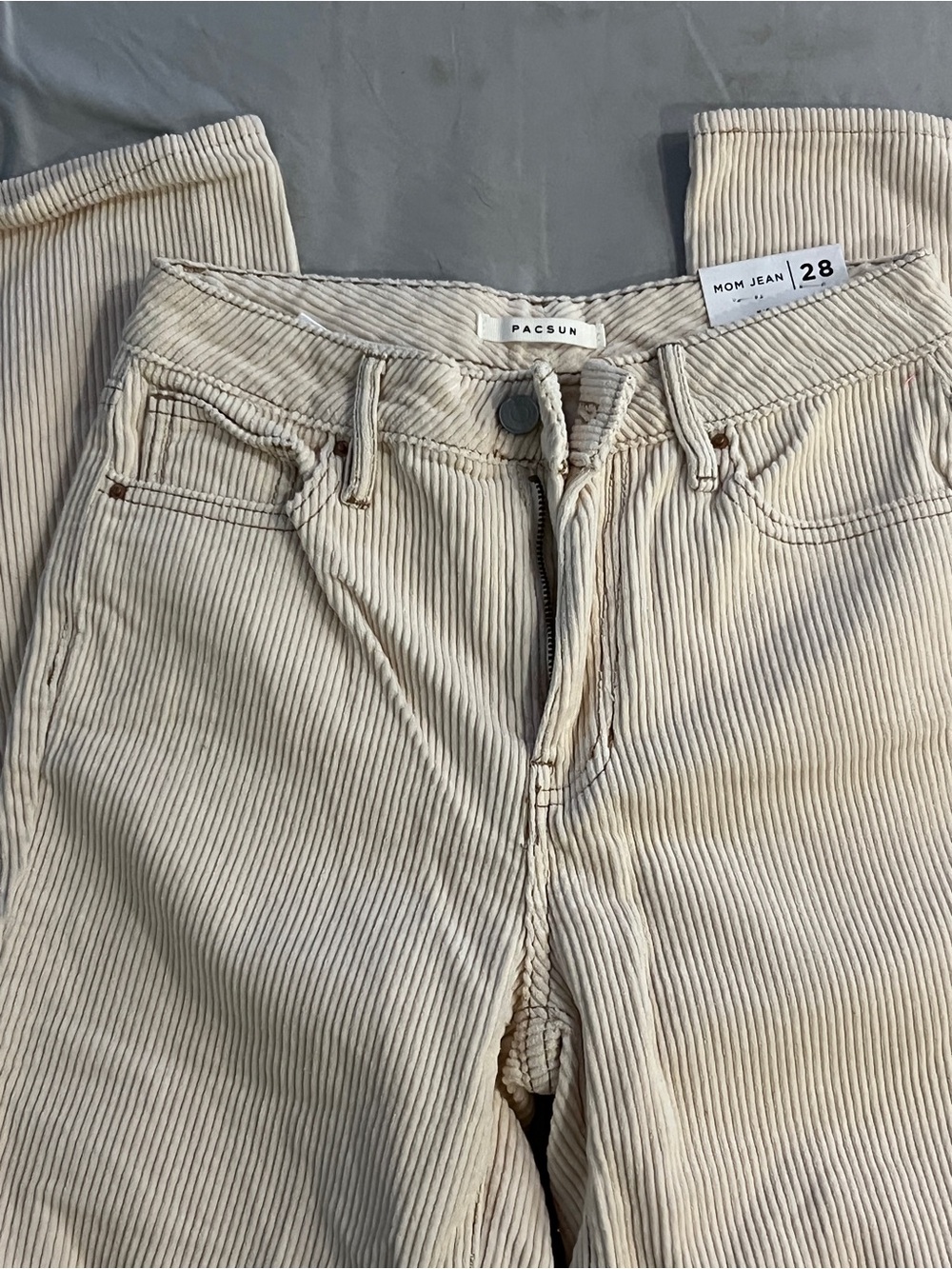 PacSun Cream Corduroy Mom Jeans